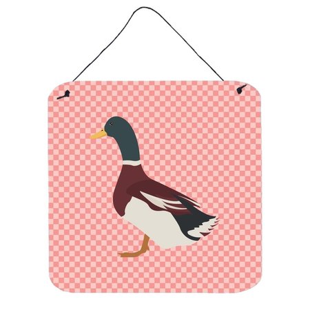 MICASA Rouen Duck Pink Check Wall or Door Hanging Prints6 x 6 in. MI229767